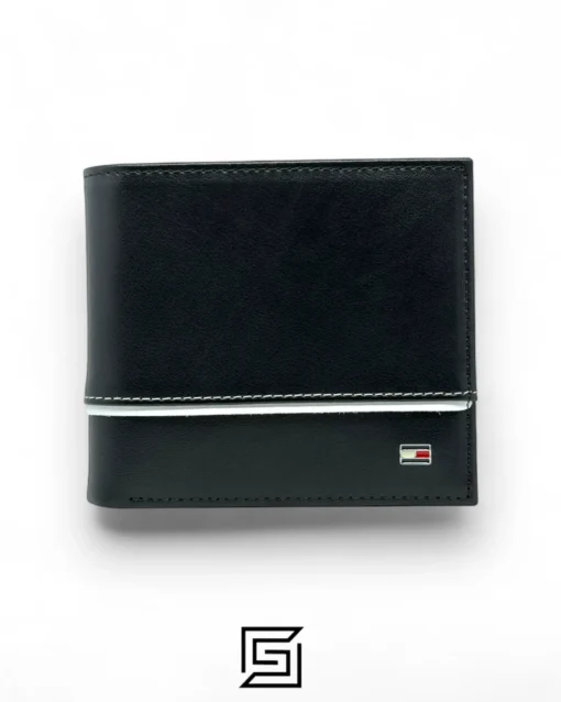 Leather,Wallets,Men wallets TOMMY SINGLE WALLET WHITE LINE IN MIDDLE/BLACK Tommy Hilfiger