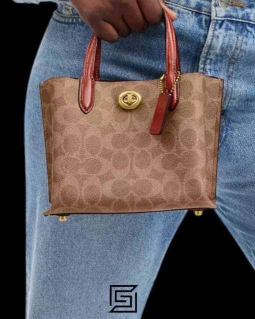 Bags,Leather,Women Coach leather WILLOW TOTE BAG 18 IN SIGNATURE CANVAS CW550 Coach