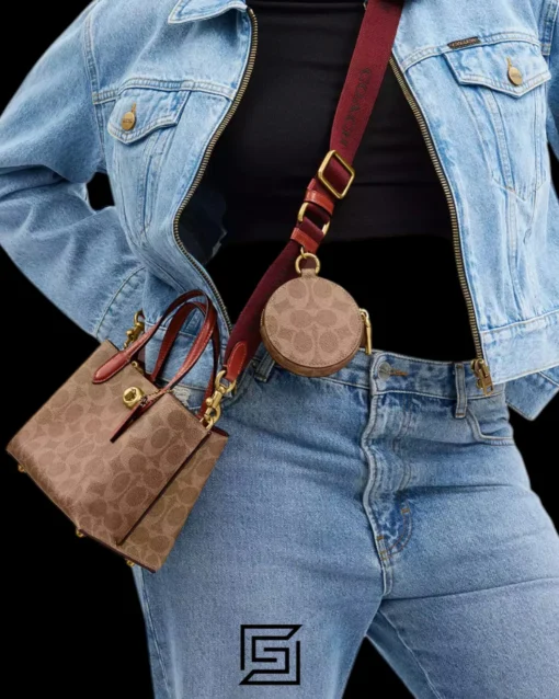 Bags,Leather,Women Coach leather WILLOW TOTE BAG 18 IN SIGNATURE CANVAS CW550 Coach