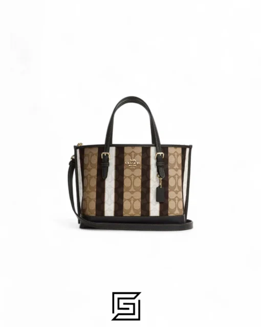 Bags,Leather,Women Coach leather Mollie Tote Bag 25 In Signature Jacquard With Stripes C4086 Coach