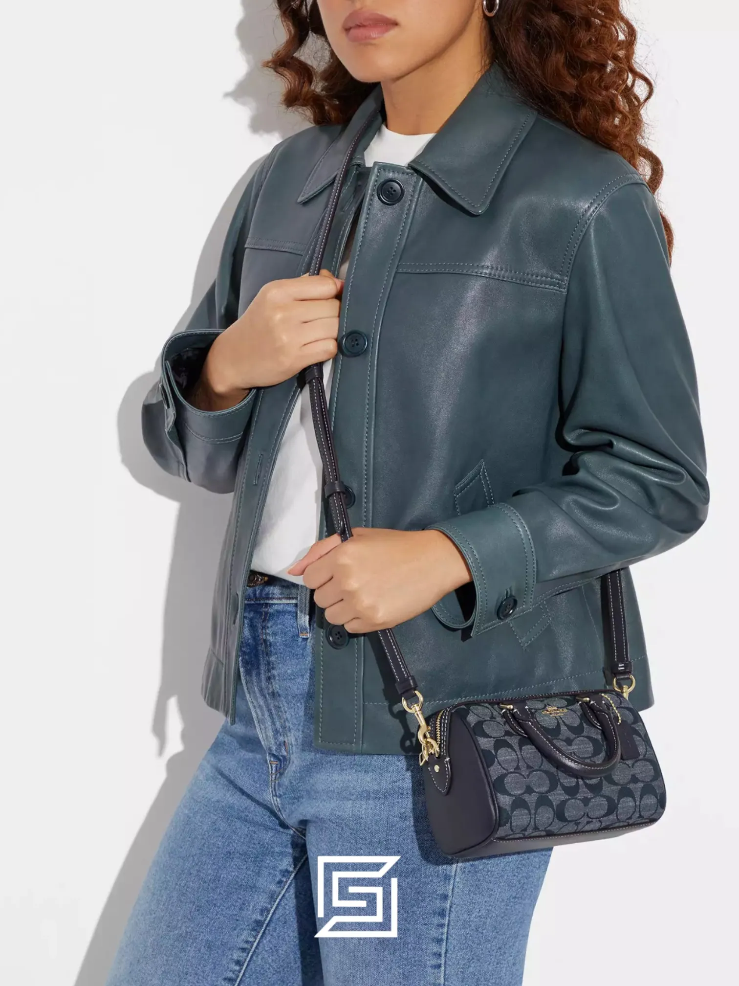 Bags,Leather,Women Coach leather Mini Rowan Crossbody In Signature ChambrayStyle No. CH370 Coach