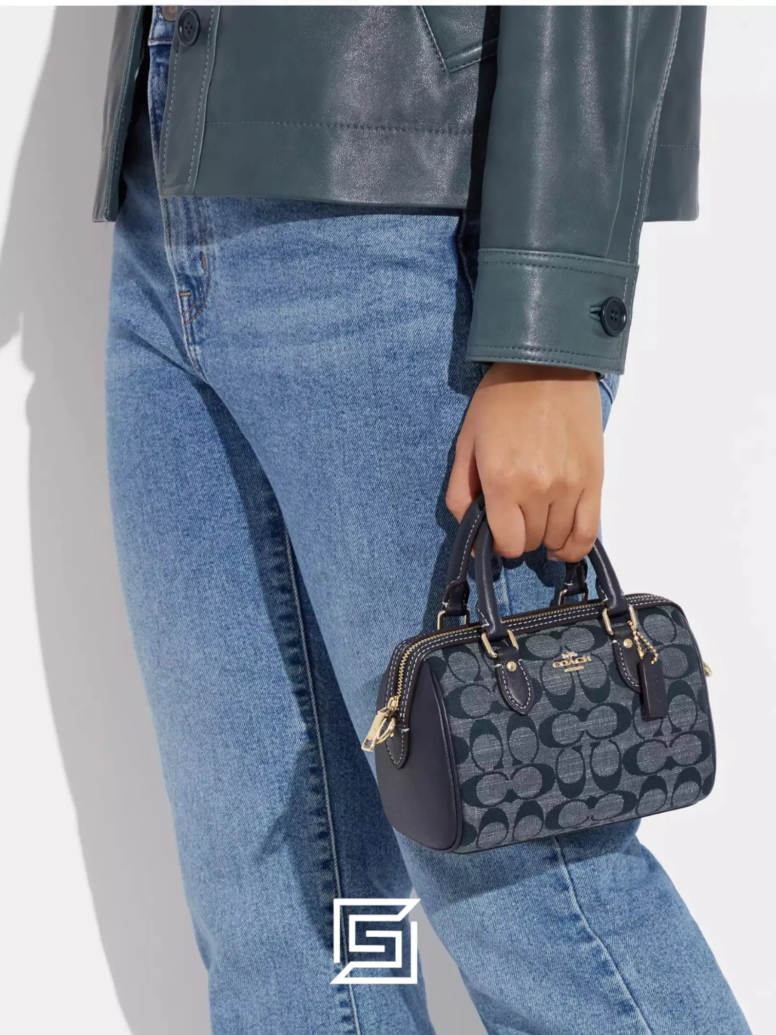 Bags,Leather,Women Coach leather Mini Rowan Crossbody In Signature ChambrayStyle No. CH370 Coach