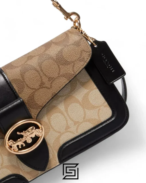 Bags,Leather,Women Coach leather Georgie Shoulder Bag In Blocked Signature Canvas Style No. 5509 Coach