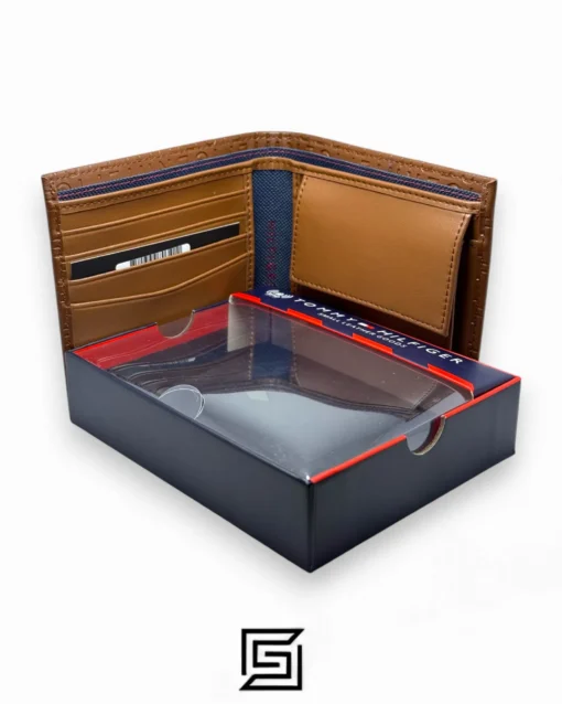 Leather,Wallets,Men wallets TOMMY SINGLE WALLET W HILFIGER HARD PATTERN INSIDE LEATHER Small LOGO/BROWN Tommy Hilfiger