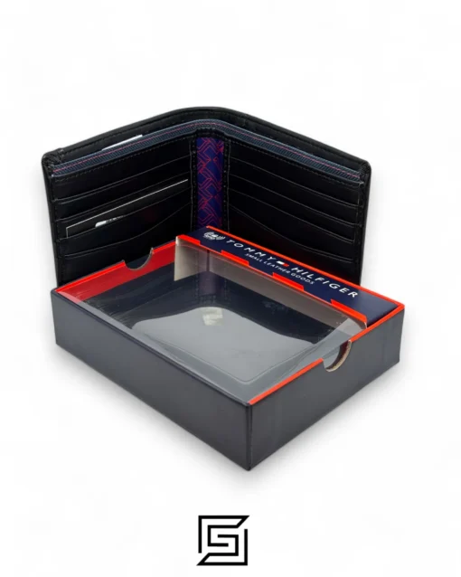 Leather,Wallets,Men wallets TOMMY SINGLE WALLET W TOMMY HILLFIGER METAL MIDDLE LOGO WITH RIGHT LINE/BLACK Tommy Hilfiger