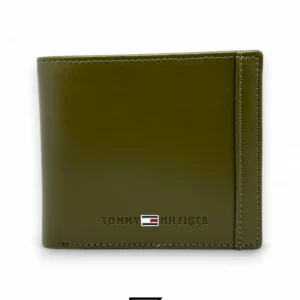 Leather,Wallets,Men wallets TOMMY SINGLE WALLET W TOMMY HILLFIGER METAL MIDDLE LOGO WITH RIGHT LINE/OLIVE Tommy Hilfiger
