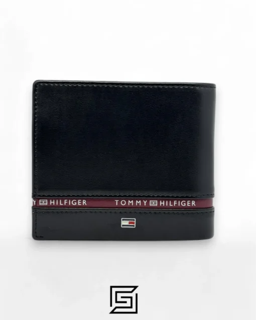 Leather,Wallets,Men wallets TOMMY SINGLE WALLET W TOMMY HILLFIGER LINE ON LEATHER LOWER/BLACK Tommy Hilfiger