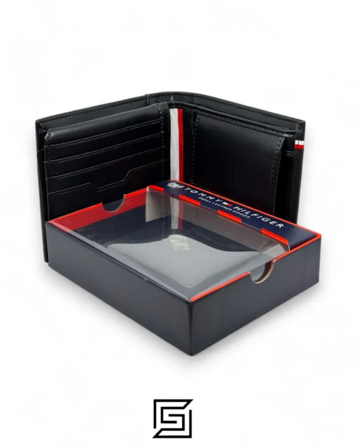 Leather,Wallets,Men wallets TOMMY SINGLE WALLET W WITH TOMMY HILFIGER SILVER LOGO IN LEATHER/BLACK Tommy Hilfiger