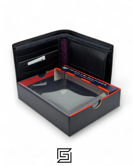 Leather,Wallets,Men wallets TOMMY SINGLE WALLET W TH LOGO PRINT SOFT PATTERN METAL LOGO MIDDILE/BLACK Tommy Hilfiger