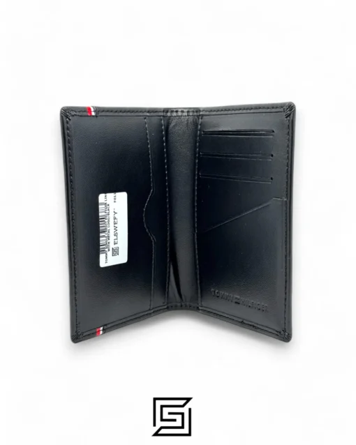 Leather,Wallets,Men wallets TOMMY SINGLE CREDIT HILFIGER LINE WITH METAL LOGO/BLACK Tommy Hilfiger