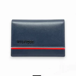Leather,Wallets,Men wallets TOMMY SINGLE CREDIT HILFIGER LINE WITH METAL LOGO/BLUE Tommy Hilfiger