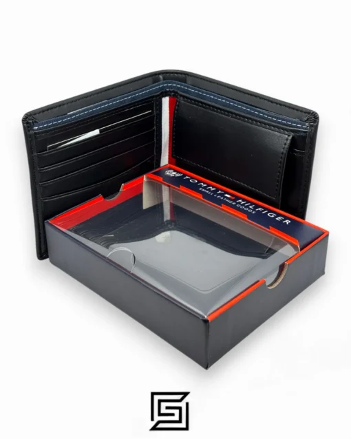 Leather,Wallets,Men wallets TOMMY SINGLE WALLET W HILLFIGER HARD LOGO IN MIDDLE /BLACK Tommy Hilfiger