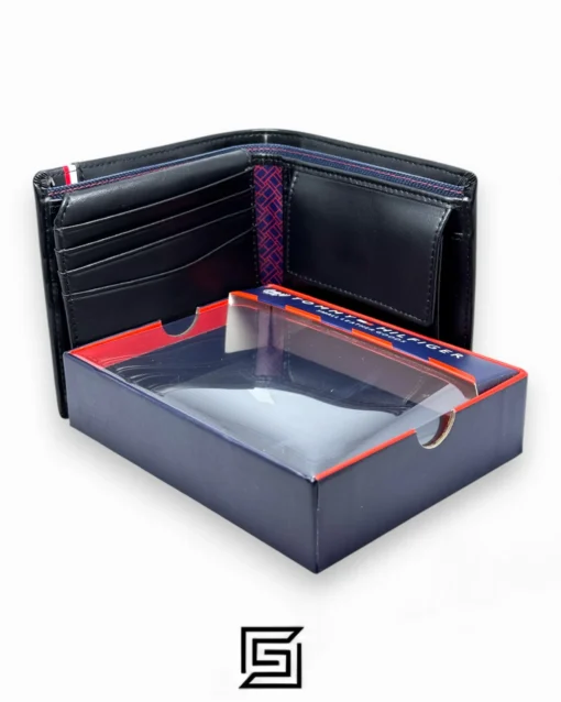 Leather,Wallets,Men wallets TOMMY SINGLE WALLET W WITH HILLFIGER H LINE METAL LOGO/BLACK Tommy Hilfiger