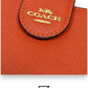 Leather,Wallets,Women Medium Corner Zip Wallet Style Number 6390 Orange Coach