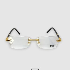 Montblanc MB0476 Rimless Optical Glasses - Gold Metal Frame with Black Temples - Image 2