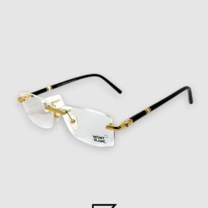 Montblanc MB0476 Rimless Optical Glasses - Gold Metal Frame with Black Temples - Image 1