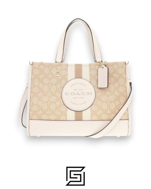 Bags,Leather,Women Dempsey Signature Jacquard Tote with Coach Stripe and Patch Style No. C8448 Big Size Coach