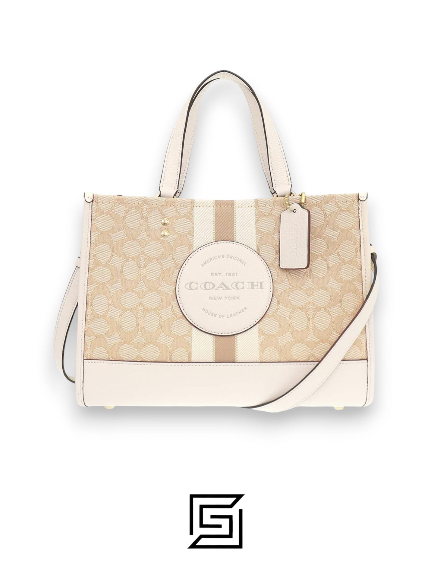 Bags,Leather,Women Dempsey Signature Jacquard Tote with Coach Stripe and Patch Style No. C8448 Big Size Coach