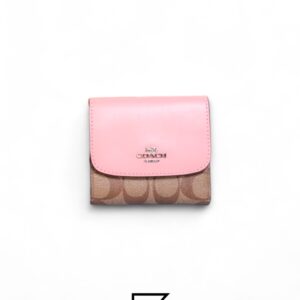 Leather,Wallets,Women Small Wallet In Signature Canvas Style No. F87589 Pink Coach