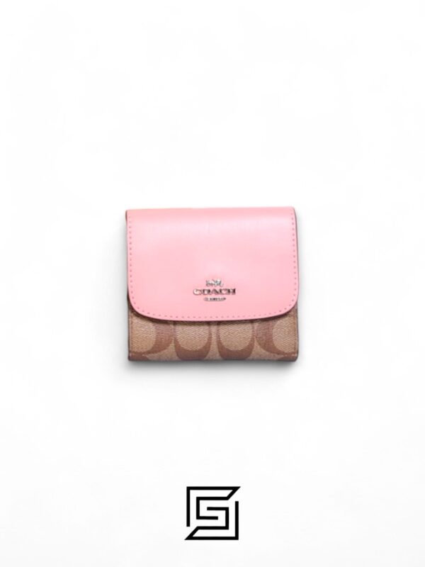 Leather,Wallets,Women Small Wallet In Signature Canvas Style No. F87589 Pink Coach