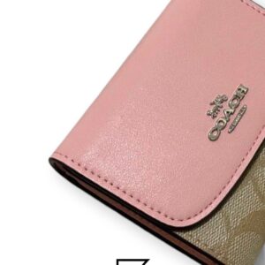 Leather,Wallets,Women Small Wallet In Signature Canvas Style No. F87589 Pink Coach