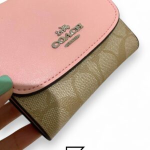 Leather,Wallets,Women Small Wallet In Signature Canvas Style No. F87589 Pink Coach
