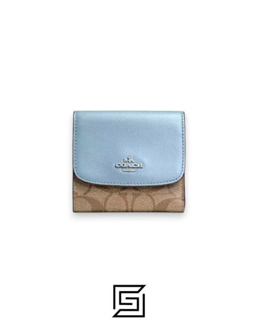 Leather,Wallets,Women Small Wallet In Signature Canvas Style No. F87589 Blue Coach