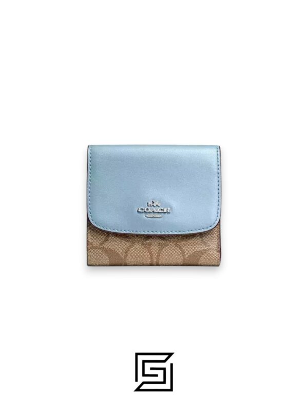 Leather,Wallets,Women Small Wallet In Signature Canvas Style No. F87589 Blue Coach