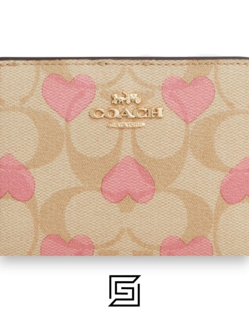 Leather,Wallets,Women Snap Wallet In Signature Canvas With Heart Print Style No. CQ145 Coach