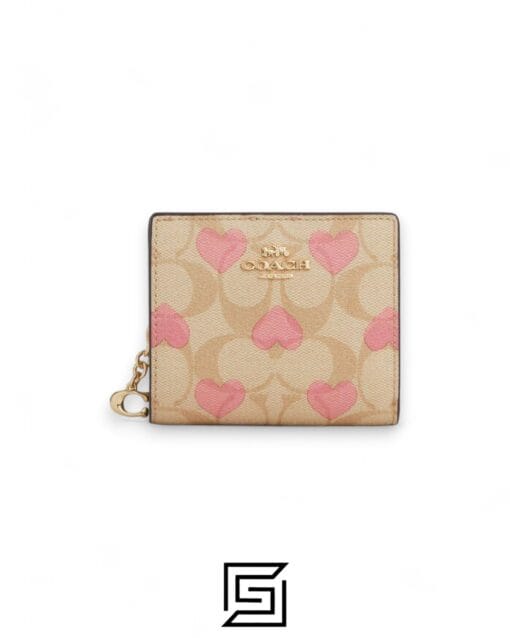 Leather,Wallets,Women Snap Wallet In Signature Canvas With Heart Print Style No. CQ145 Coach