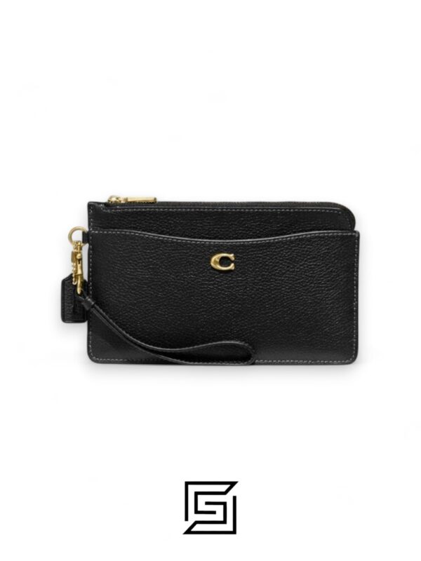 Leather,Wallets,Women L-Zip Wristlet Style No.C8434 Black Coach