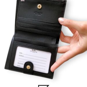 Leather,Wallets,Women COACH Snap Card Case Wallet in Crayon Heart Print F91058 Black Coach