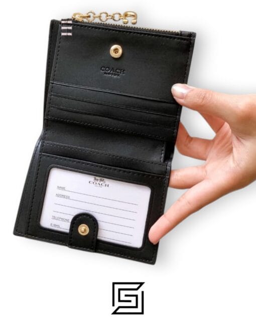 Leather,Wallets,Women COACH Snap Card Case Wallet in Crayon Heart Print F91058 Black Coach