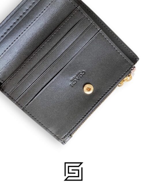 Leather,Wallets,Women COACH Snap Card Case Wallet in Crayon Heart Print F91058 Black Coach