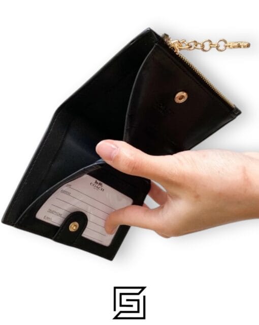 Leather,Wallets,Women COACH Snap Card Case Wallet in Crayon Heart Print F91058 Black Coach