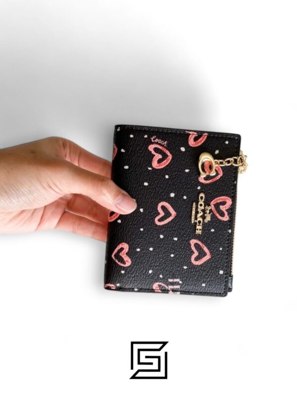 Leather,Wallets,Women COACH Snap Card Case Wallet in Crayon Heart Print F91058 Black Coach