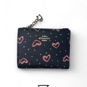 Leather,Wallets,Women COACH Snap Card Case Wallet in Crayon Heart Print F91058 Black Coach