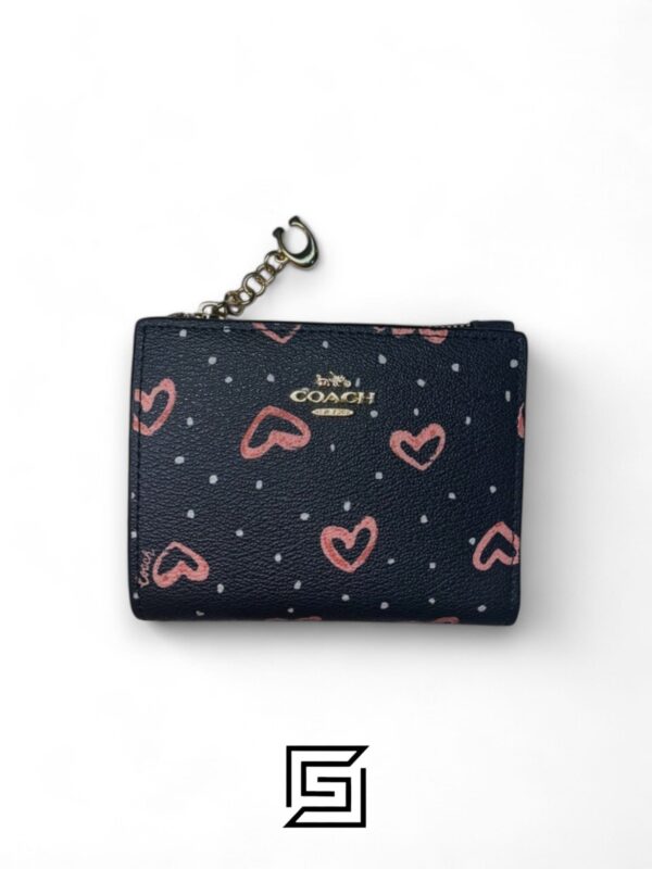 Leather,Wallets,Women COACH Snap Card Case Wallet in Crayon Heart Print F91058 Black Coach