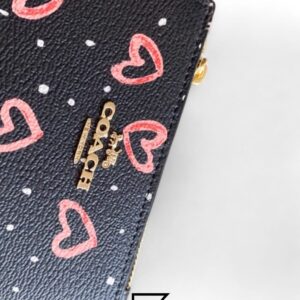 Leather,Wallets,Women COACH Snap Card Case Wallet in Crayon Heart Print F91058 Black Coach