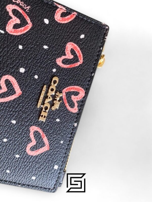 Leather,Wallets,Women COACH Snap Card Case Wallet in Crayon Heart Print F91058 Black Coach