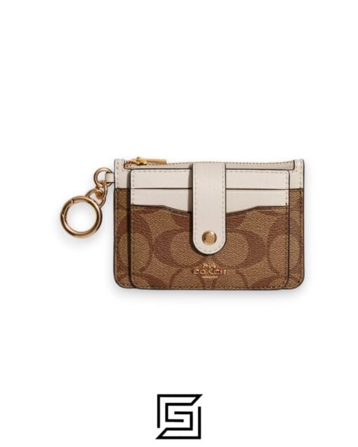 Leather,Wallets,Women Attachment Card Case In Signature Canvas C7398 Coach