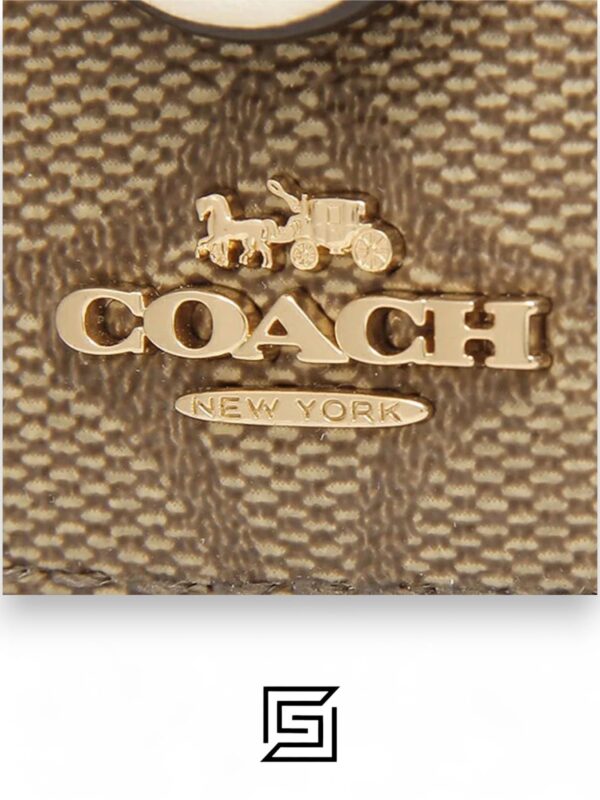 Leather,Wallets,Women Attachment Card Case In Signature Canvas C7398 KHAKI Coach
