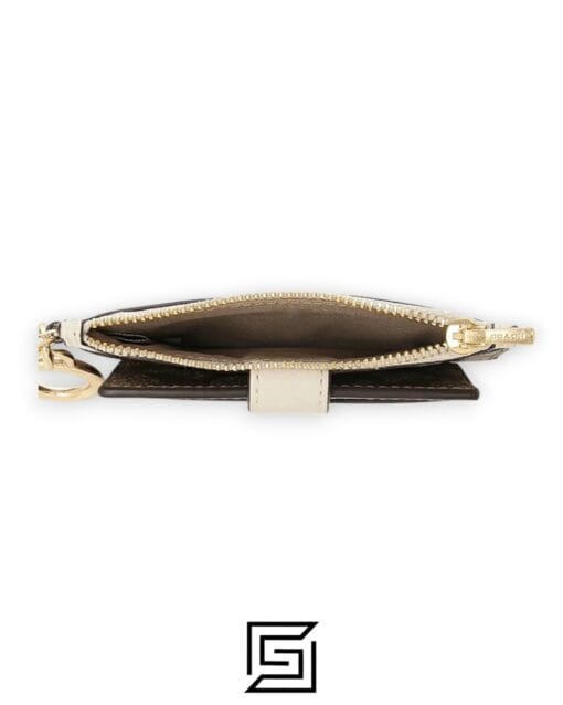 Leather,Wallets,Women Attachment Card Case In Signature Canvas C7398 KHAKI Coach