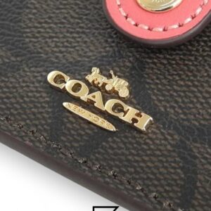Leather,Wallets,Women Attachment Card Case In Signature Canvas C7398 Pink Coach