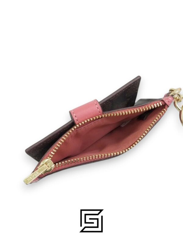Leather,Wallets,Women Attachment Card Case In Signature Canvas C7398 Pink Coach