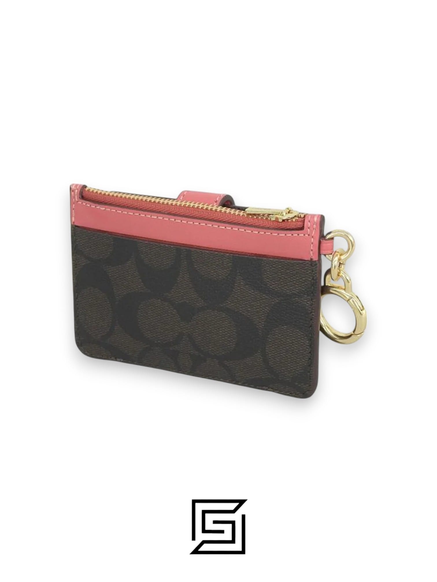 Leather,Wallets,Women Attachment Card Case In Signature Canvas C7398 Pink Coach