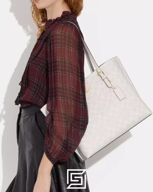 Bags,Leather,Women Mollie Tote Bag 25 In Signature Canvas C4250 White Coach