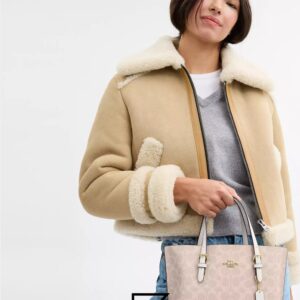 Bags,Leather,Women Mollie Tote Bag 25 In Signature Canvas C4250 Khaki Coach