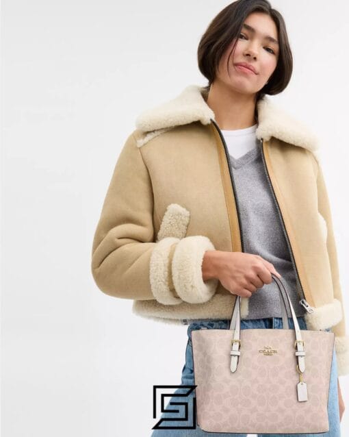 Bags,Leather,Women Mollie Tote Bag 25 In Signature Canvas C4250 Khaki Coach