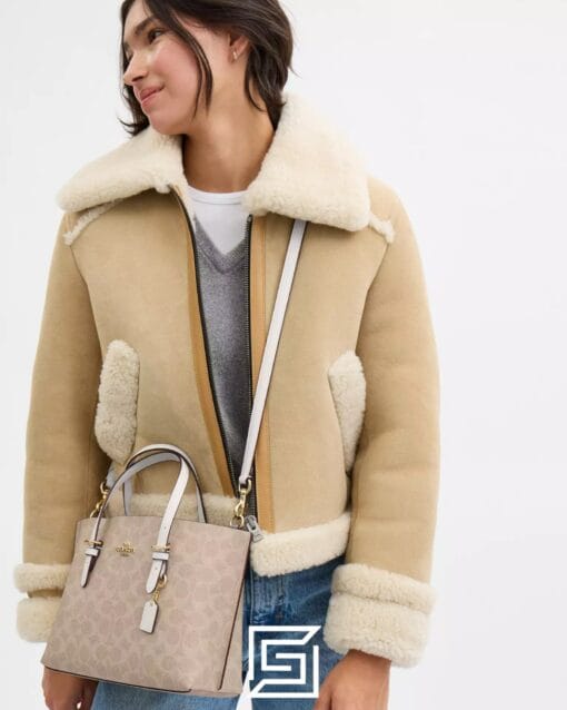 Bags,Leather,Women Mollie Tote Bag 25 In Signature Canvas C4250 Khaki Coach